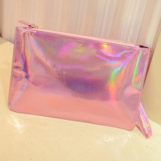 Holographic Envelope Bag Tas Mini Perak Metalik Hologram Kulit Shine Pink