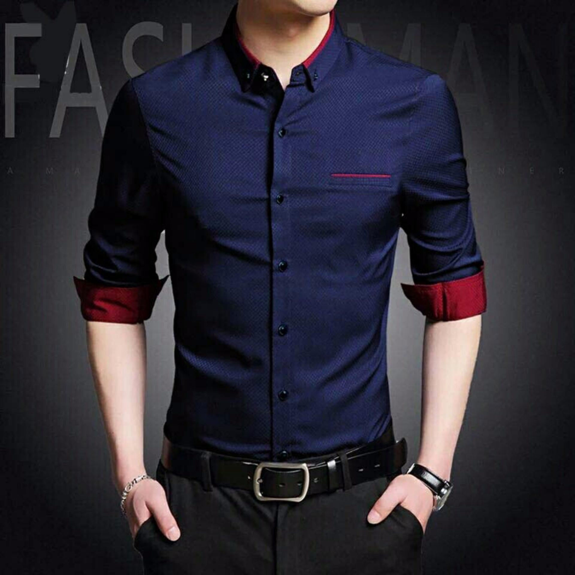 Honeyclothing Kemeja Pria Topmen - Navy / Kemeja Formal Pria / Kemeja Casual Pria / Baju Pria / Atasan Pria / Baju Kerja