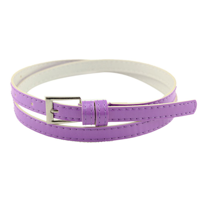 Hot Wanita Cantik Multicolor Kecil Candy Color Thin Sabuk Kulit MS Belt Ungu-Intl