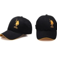Hot Kota Rekreasi Berkendara Penting Matahari Topi Paulus POLO Topi Bisbol Laki-laki Topi Golf Hat (Hitam Emas) -Intl