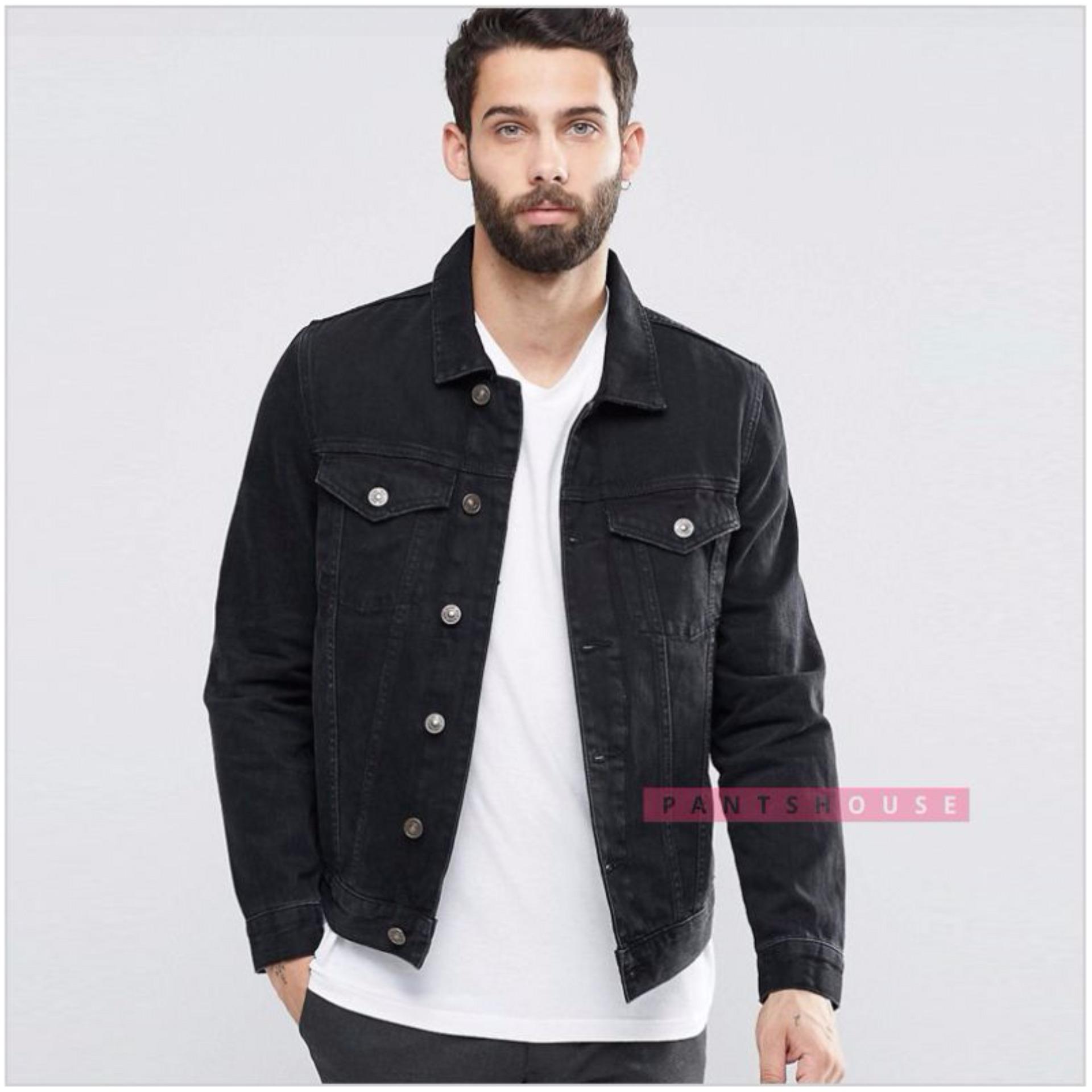 HOT ITEM Jaket Jeans Denim Pria - BLACK