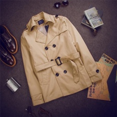 Hot Gaya Jepang Pria Double Payudara Di Bagian Panjang Mantel (khaki)-Intl