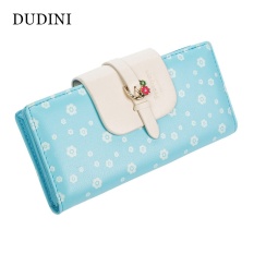 Hot Baru Korea Fashion Dompet Wanita Dicetak Plum Kolor Pengait Dompet Wanita 2 Fold Segar Clutch Koin Pemegang Kartu Saku -Intl