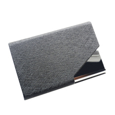 Hot PU Besi Dompet Beludru Nama Bisnis ID Kartu Kredit Pemegang Kotak Case (Hitam)--Intl