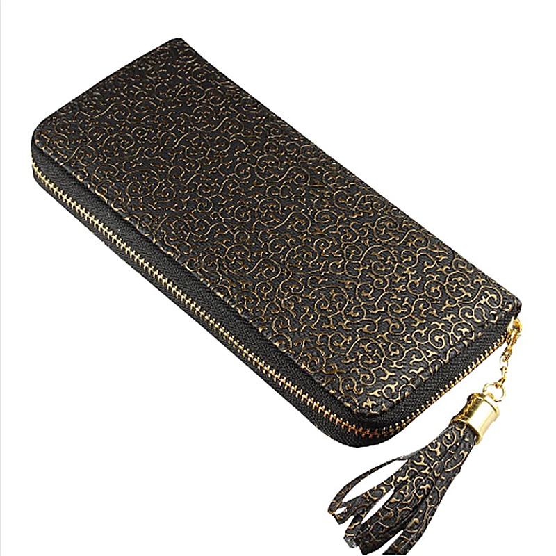 Penjualan Terlaris Tas Modis, Vintage Pola Dompet Wanita (Hitam & Emas)-Intl Penjualan Terlaris Tas Modis, Vintage Pola Dompet Wanita (Hitam & Emas)-Intl