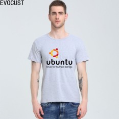 Jual Seksi Modis Ubuntu Linux Bagi Manusia Dicetak Kustom Kaus Katun untuk Pria Grey-Internasional
