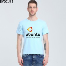 Jual Seksi Modis Ubuntu Linux Bagi Manusia Dicetak Kustom Kaus Katun untuk Pria Biru Muda-Internasional