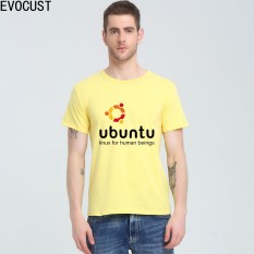 Jual Seksi Modis Ubuntu Linux Bagi Manusia Dicetak Kustom Kaus Katun untuk Pria Kuning-Internasional