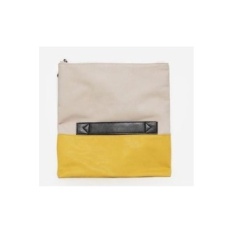 Jual Hot Fashion Wanita PU Kulit Jahitan Chic Amplop Clutch Handbag (Kuning)-Intl