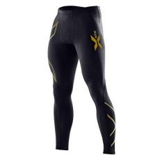 Hot Sale Pria Slim Fit Fitness Pants Kasual Kompresi Tight Long Pants Celana Panjang Hitam XXXL (Emas) -Intl