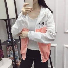 Hot Jual Perancang Pakaian Pelindung Sinar Matahari UV Lengan Panjang WomenBeach Memakai Pakaian Luar Tabir Surya Mantel Pink + Putih & Nbsp; -Intl