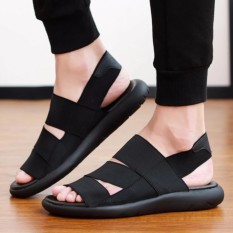 Hot Jual Musim Panas Pria Fashion Korea Sandal Sandal Pemuda Sepatu Pantai Romawi Pria Anti-penyaradan Sport Casual Shoes (hitam) -Intl