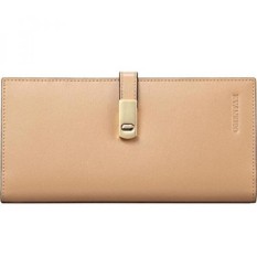 Hot Jual Kulit Wanita Desain Sederhana Dompet Tas Tangan Tertutup Tas Jinjing Dompet Kartu Kredit Tempat Kartu Dompet Genggam Panjang Coin Case Organizer Beige-Intl