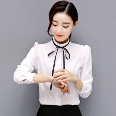 Hot Jual Women's Round Collar Wanita Profesional dan Kerja Shirt-Putih-(Intl)