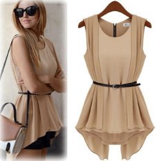 Hot Jual Fashion Eropa dan Amerika Serikat Gaya Bintang dengan Temperamen Tanpa Lengan Jaket Longgar Di Bagian Panjang dari Chiffon Shirt-Intl