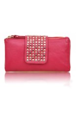 Jual Panas Pu Kulit Modis Rivet Tas Dompet Wanita Tas Modis Wanita Cengkeraman Merah-Internasional