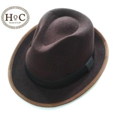 Houseofcuff Topi Fedora Hat  BROWN FEDORA HAT LAKEN