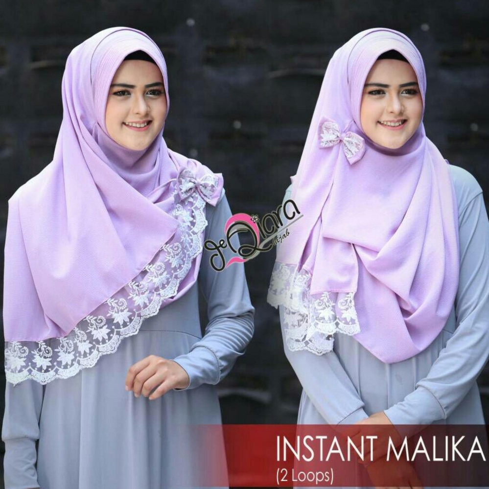 HQo Hijab Jilbab Kerudung Pashmina Instan Malika - Baby Lavender