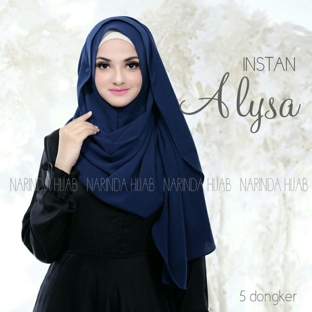 HQo Hijab Kerudung Jilbab Pashmina Instan Alysa - Navy Blue