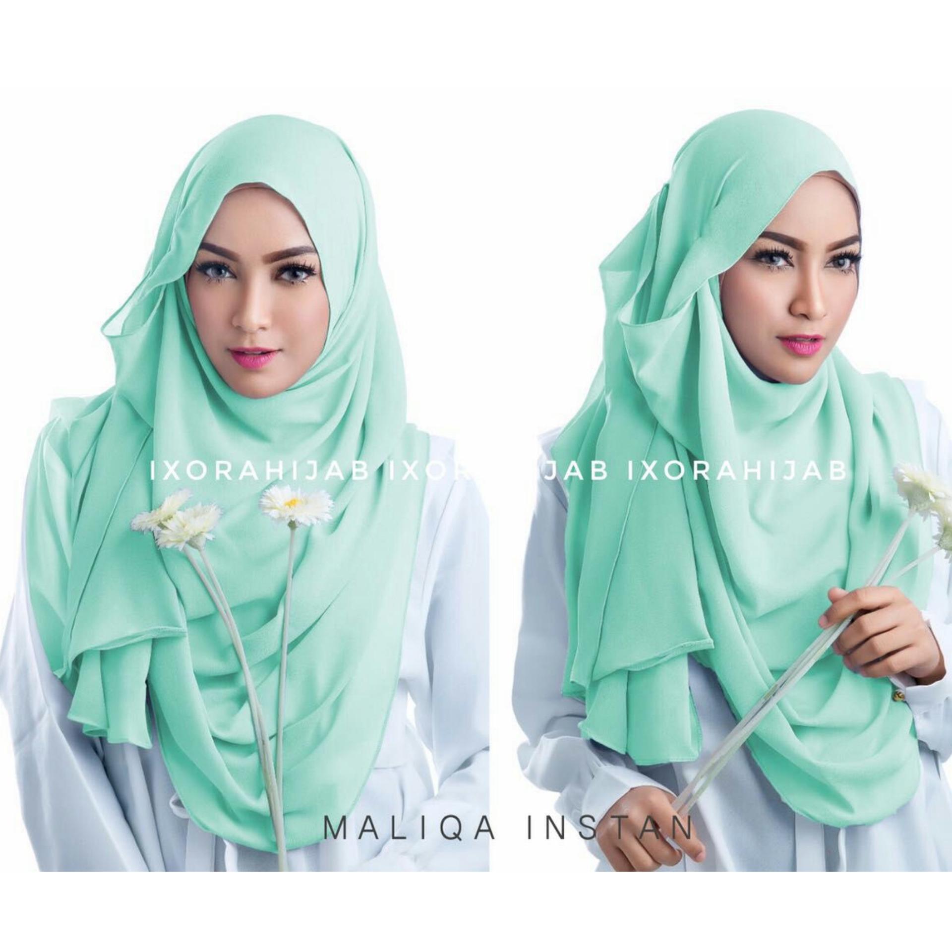 HQo Hijab Kerudung Jilbab Pashmina Instan Maliqa Original – Hijau Mint