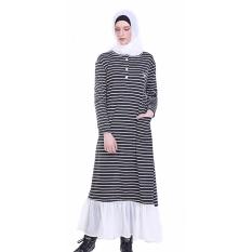 HRCN Baju Gamis Dress Panjang Wanita - Bahan Cotton Spandek - Long Stripe - HHS 3016