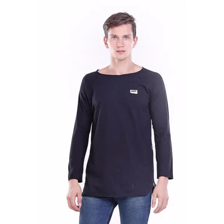 Hrcn T Shirt Long Sleeve Pria Kaos Lengan Panjang Pria Bahan Cotton Combed Ripper Black Hgh 0095 Lazada Indonesia