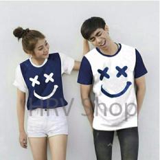 HRV Shop Baju Couple Pasangan Smile - Navy / Baju Pasangan / Sweater Kembar / Couple Sweater / Kaos Pasangan / Kaos Couple/ Kaos Kembar/ T-shirt Couple / Kaos Pria Wanita / Baju Sepasang / Sweater Pasangan