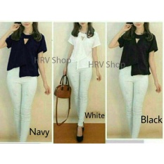 HRV Shop Blouse Wanita Raisa Top - Putih / Blouse Cewek / Baju Jalan / Atasan Wanita / Blouse Cantik / Fashion Wanita / Blouse Pendek / Kemeja Casual Wanita / Kemeja Kasual Cewek