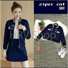 HRV Shop Jaket Wanita Ziper Cat / Sweater Wanita / Baju Hangat / Baju Tebal / Sweater Panjang / Kaos Sweater / Outer Wanita / Outwear Wanita / Cardigan / Cardi