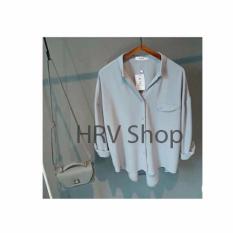 HRV Shop Kemeja Wanita Emma - Abu / Atasan Muslimah / Kemeja Kerja Wanita / Baju Muslim Wanita / Kemeja Casual Wanita / Atasan Wanita / Tunik Murah / Kemeja Formal Wanita / Kemeja Muslimah