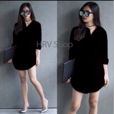 HRV Shop Tunik Wanita Shinta - Hitam / Atasan Muslimah / Kemeja Kerja Wanita / Baju Muslim Wanita / Kemeja Casual Wanita / Atasan Wanita / Tunik Murah / Kemeja Formal Wanita / Kemeja Muslimah