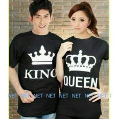 H~Shico Koas Couple KING QUEEN Hitam Baju Pasangan Kaos Pasangan T-SHIRT