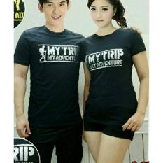 H~Shico Koas Couple MY TRIP MY ADVENTURE Silver Baju Pasangan Kaos Pasangan T-SHIRT