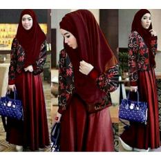 HSNFashion Baju Gamis Rentia - Merah // Dress Muslim // Gamis Muslimah // Gamis Trendy
