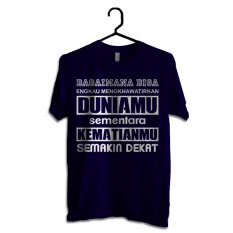 Hujjah Kaos Islam/Muslim Lengan Pendek - Bagaimana - Biru Dongker - Design Putih