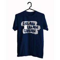Hujjah Kaos Islam/Muslim Lengan Pendek - Iman Islam Ihsan- Biru Dongker