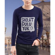 Hujjah Kaos Islam/Muslim Lengan Panjang Pria dan Wanita - Shalat - Biru Dongker