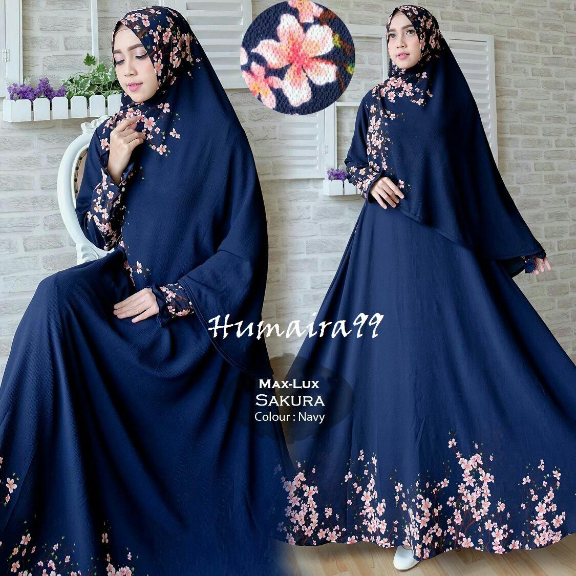 Humaira99 Gamis Syari Muslim Dress Hijab Muslimah Atasan Wanita Maxmara Lux Sakura