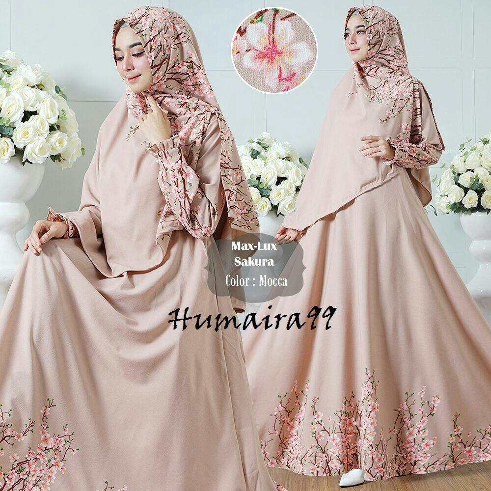 Humaira99 Gamis Syari Muslim Dress Hijab Muslimah Atasan Wanita Maxmara Lux Sakura