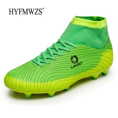 HYFMWZS Men'S dan Anak Laki-laki Fashion Desainer Sepatu Sepak Bola Lembut dan Bernapas Long Spike Sepak Bola Sepatu Ringan Non-slip Sport Sepatu (Hijau) -Intl