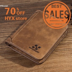 HYX HOT DEAL!!! Pria PU Kulit Dompet Koin Kantong Pemegang Kartu Clutch Dompet (Cokelat Kehitaman)-Intl