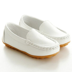 I02 Putih Model Sepatu Anak Laki-laki Panas Cewek Imut Kulit Sepatu Adalah Satu-satunya Satu Karet Datar Rivet Ukuran: 21-30