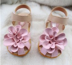 I58 Fashion Bunga Bayi Perempuan Putri Lucu Balita Sandal Sol Karet Datar Anak Sepatu Warna Merah Muda-Intl