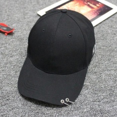 Ibelieve Keren Unisex Hip-Hop Dapat Disesuaikan Topi Bisbol dengan Cincin (Hitam)-Intl