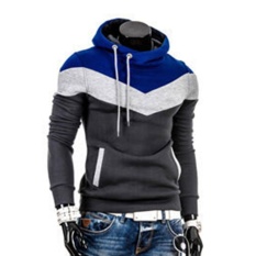 Ibelieve Pria Kasual Fleece Lined Hooded Sweter Pola Perca Jahitan Hangat Pullover Hoodies (besi Gray)-Intl