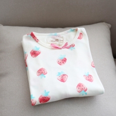 Ibu Cinta Anak-anak Musim Semi Dan Musim Gugur Kapas Pakaian Set (Kuning Pucat Strawberry (Baju Musim Gugur Long Johns))