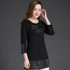 Ibu Gemuk Dimuat Setengah Panjang Baju Dalaman Kaos (Hitam)