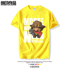 Ichiban Musim Semi Pakaian Pria Lengan Pendek Kaus (Kuning) (Kuning)
