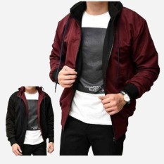 IGS Jaket Sweater Parasut Hodie Bolak Balik Maroon Hitam Fashion Pria Termurah