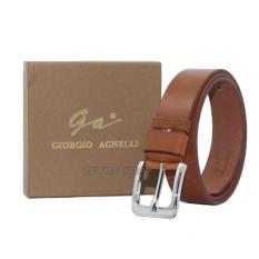 Ikat Pinggang Giorgio Agnelli Belt Original - Ikat Pinggang Kulit Fashion Pria Kulit Asli - GA-777 Coklat Tua